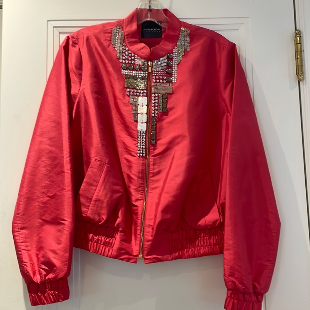 Magaschoni Collection Hot Pink Bomber Jacket size 6